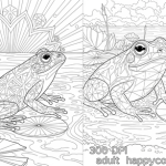 Frog adult coloring page