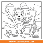 Funny easy girls coloring pages