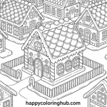 Gingerbread girl house coloring page