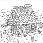 Gingerbread house coloring pages for kids