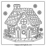 Gingerbread man house coloring pages