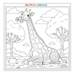 Giraffe adult coloring page