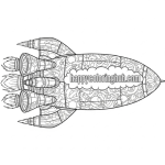 Graffiti rocket ship coloring page