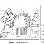 Grinch stealing christmas lights coloring page