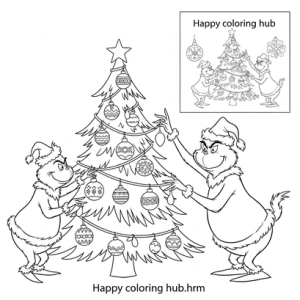 Grinch with max coloring page.