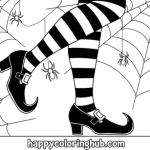 Halloween coloring page witch legs