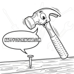 Hammer and nail coloring pages