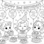 Happy 2nd birthday card coloring pages
