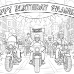 Happy birthday grandpa coloring page w motorcycle