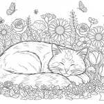 Hard coloring page of a cat
