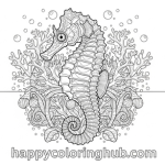 Hard seahorse coloring pages for adults