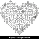 Hearts and crosses coloring pages