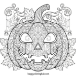 Jack o lantern coloring page black and white