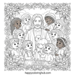Jesus and children coloring pages