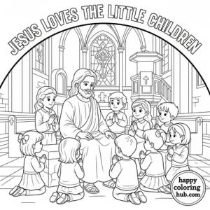 Jesus loves the little children coloring pages