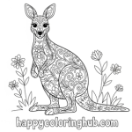 Kangaroo coloring pages for adults