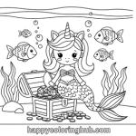 Kawaii unicorn mermaid coloring pages