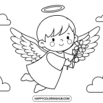 Kid angels coloring pages