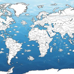 Large map of the world coloring page