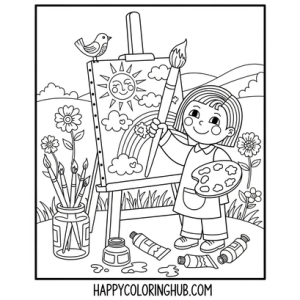 Little boy in school coloring pages