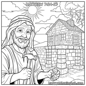 Matthew 7 24-27 coloring page