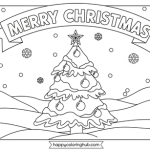 Merry christmas tree coloring page