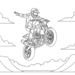 Motorcycle trick coloring page