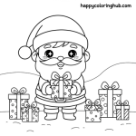 Opening presents on christmas morning coloring pages