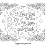 Printable i love you to the moon and back coloring page