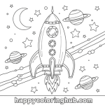 Rocket ship color page for preschool