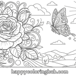 Rose adult coloring pages