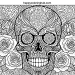 Rose and skull coloring pages