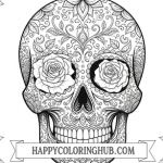 Rose sugar skull coloring pages