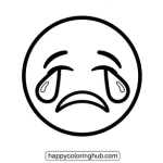 Sad face emoji coloring pages