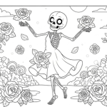 Skeleton girls rose coloring pages hard