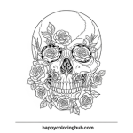 Skull roses coloring pages