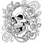 Skulls with roses coloring pages
