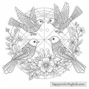 Spring colouring pages for adults