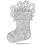 Stocking and candy came coloring pages