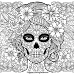Sugar skull woman coloring page