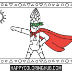 Vegetable superhero coloring pages
