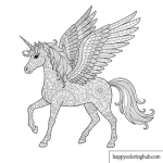 Winged unicorn coloring page