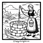 Woman at the well free coloring page