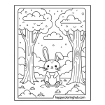 Woods landscape coloring pages
