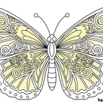 Yellow butterfly coloring pages for kids