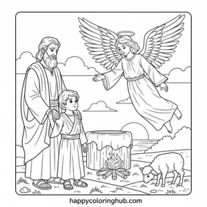 Abraham and isaac bible character clipart coloring page