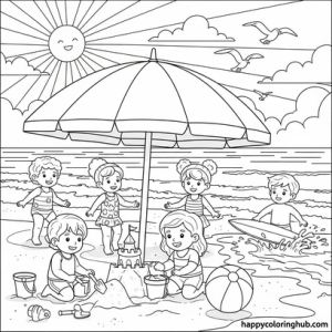 Adult coloring pages beach