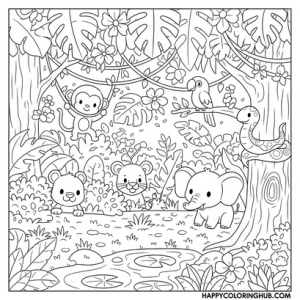 Adult jungle coloring pages