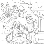 Angel dpeajs to mary and joseph coloring page