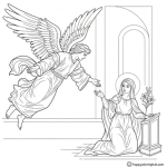 Angel gabriel appears to mary coloring page
